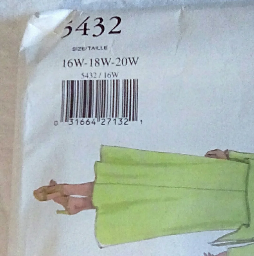 Vintage Butterick 5432 EASY Top & Dress sz 16W-20W